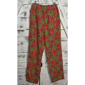 Lily Pulitzer Bright Palm Tree Pink Straight Leg Elasticated Pants Size Medium